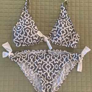 Tommy Bahama Two-Piece swim suit. white and gray, size medium